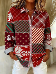 Women's Vintage Christmas Printed Shirt