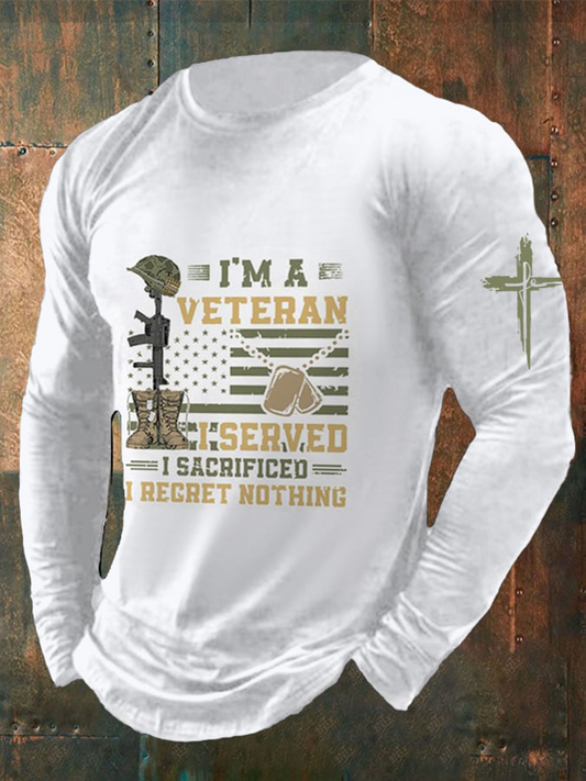 Men's Veteran Faith Print long sleeve T-shirt
