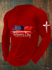 Men's Veteran Faith Print long sleeve T-shirt