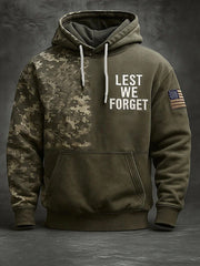 Men's Lest We Forget Veteran USA Flag Camouflage Print Casual Hoodie
