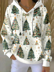 Women's Vintage Christmas Tree Pattern Hoodie
