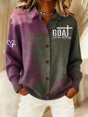 Women's God Over All Things Cross Retro Casual Cardigan