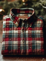 Men's Vintage Christmas Plaid Graphic Comfy Shirt