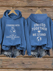 Women's Standing With All Victims Of Hurricane Melissa United Together We Stand Hoodie