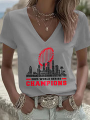 Women's Baseball Lover Champion Printed T-shirt