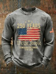 Men's United States 250 Years Waffle Print Casual T-Shirt