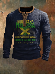 Men's Retro Jamaican Hurricane Melissa Casual Henley Shirt