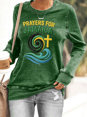 Women's Prayer For Jamaica Casual Polyester Waisted Sweatshirt