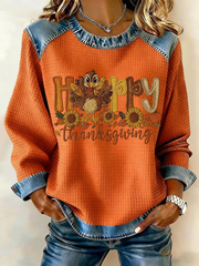 Women's Happy Thanksgiving Print Casual Sweatshirt