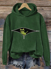 Women's Christmas Grinch Cat Print Casual Hoodie