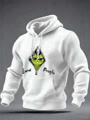 Men's Eww, People Funny Christmas Grinch Cat Print Casual Waffle Hoodie