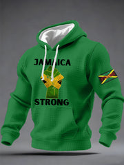 Men's Hurricane Melissa Jamaica Strong Checkered Cotton Hoodie