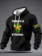 Men's Hurricane Melissa Jamaica Strong Checkered Cotton Hoodie