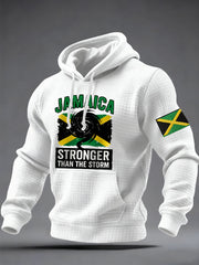 Men's Jamaica Stronger Than The Strom Print Checkered Hoodie