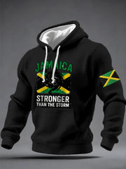 Men's Jamaica Stronger Than The Strom Print Checkered Hoodie