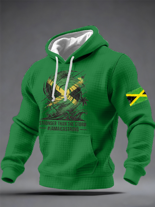 Men's Stronger Than The Storm Jamaica Strong Print Hoodie