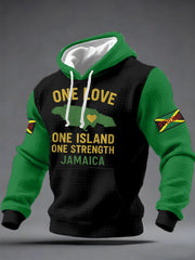 Men's One Love One Island One Strength Hurricane Melissa Jamaica Strong Checkered Hoodie