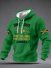 Men's One Love One Island One Strength Hurricane Melissa Jamaica Strong Checkered Hoodie