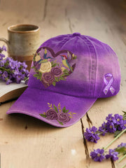 Unisex Alzheimer's Awareness Art Purple Floral Printed Hat