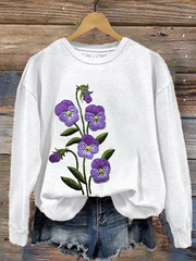 Women's Purple Flower Alzheimer's Awareness Support Sweatshirt