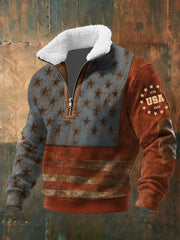 Men's American 250th Anniversary Plush Stand Collar Sweatshirt