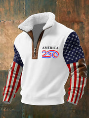 Men's American 250th Anniversary Plush Stand Collar Sweatshirt