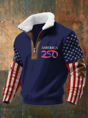 Men's American 250th Anniversary Plush Stand Collar Sweatshirt
