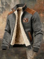 Men's Retro Texture Jacquard Warm Outdoor Jacket