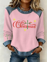 Women's Christmas Belief Print Waffle Sweatshirt