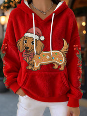 Women's Christmas Dachshund Flannel Hoodies