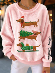 Women's Christmas Dachshunds Flannel Sweatshirts