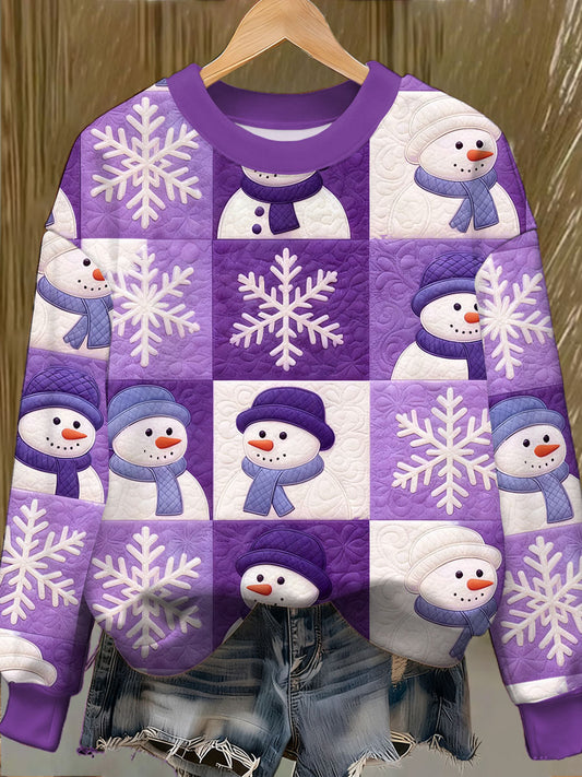 Women's Purple Christmas Printed Sweatshirt