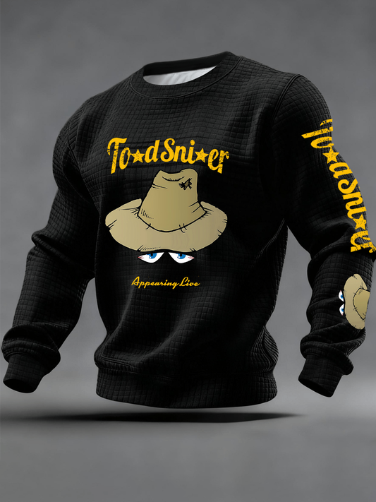 Men's Todd Snider square cotton grid Crew Neck Sweatshirt