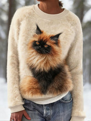 Women's Cute Cat Flannel Hoodie