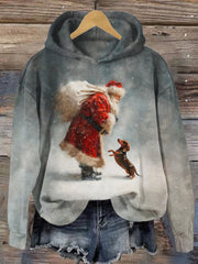 Women's Santa & Dog Regular Sweatshirt