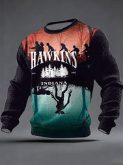 Men's Stranger Things Inspired Waffle Long Sleeved Casual Sweater