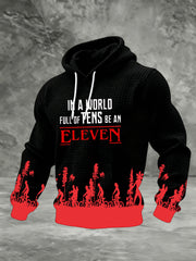 Men's Stranger Things In A World Full Of Tens Be An Eleven Printed Checkered Cotton Hoodie