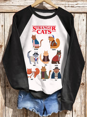 Women's Stranger Cats TV Series Inspired raglan sleeve sweatshirt