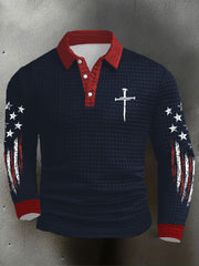 Men's Faith Cross Print Long-Sleeve Shirt