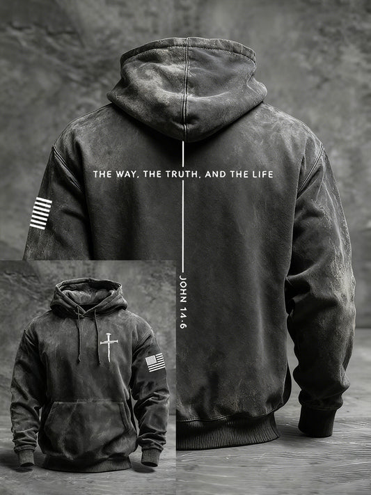 Men's Jesus The Way The Truth The Life Cross Hoodie with Pockets