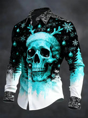 Men's Vintage Christmas Skull Long Sleeve Shirt