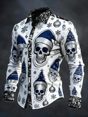Men's Vintage Christmas Skull Long Sleeve Shirt