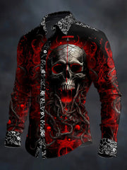 Men's Vintage Christmas Skull Long Sleeve Shirt