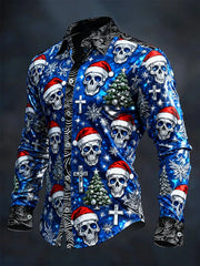Men's Vintage Christmas Skull Long Sleeve Shirt