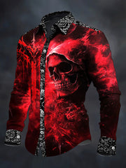 Men's Vintage Christmas Skull Long Sleeve Shirt