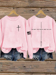 Women's Jesus The Way The Truth The Life John 14:6 Christian Cross Sweatshirt
