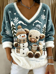 Women's Highland Cow Print Casual Top