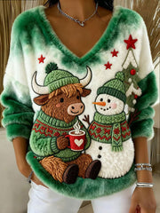 Women's Highland Cow Print Casual Top