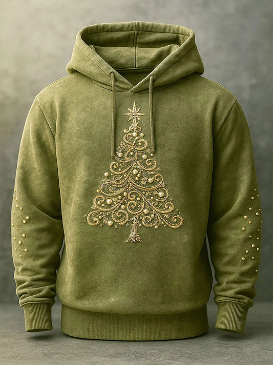 Men's Christmas Tree Print Casual Hoodie