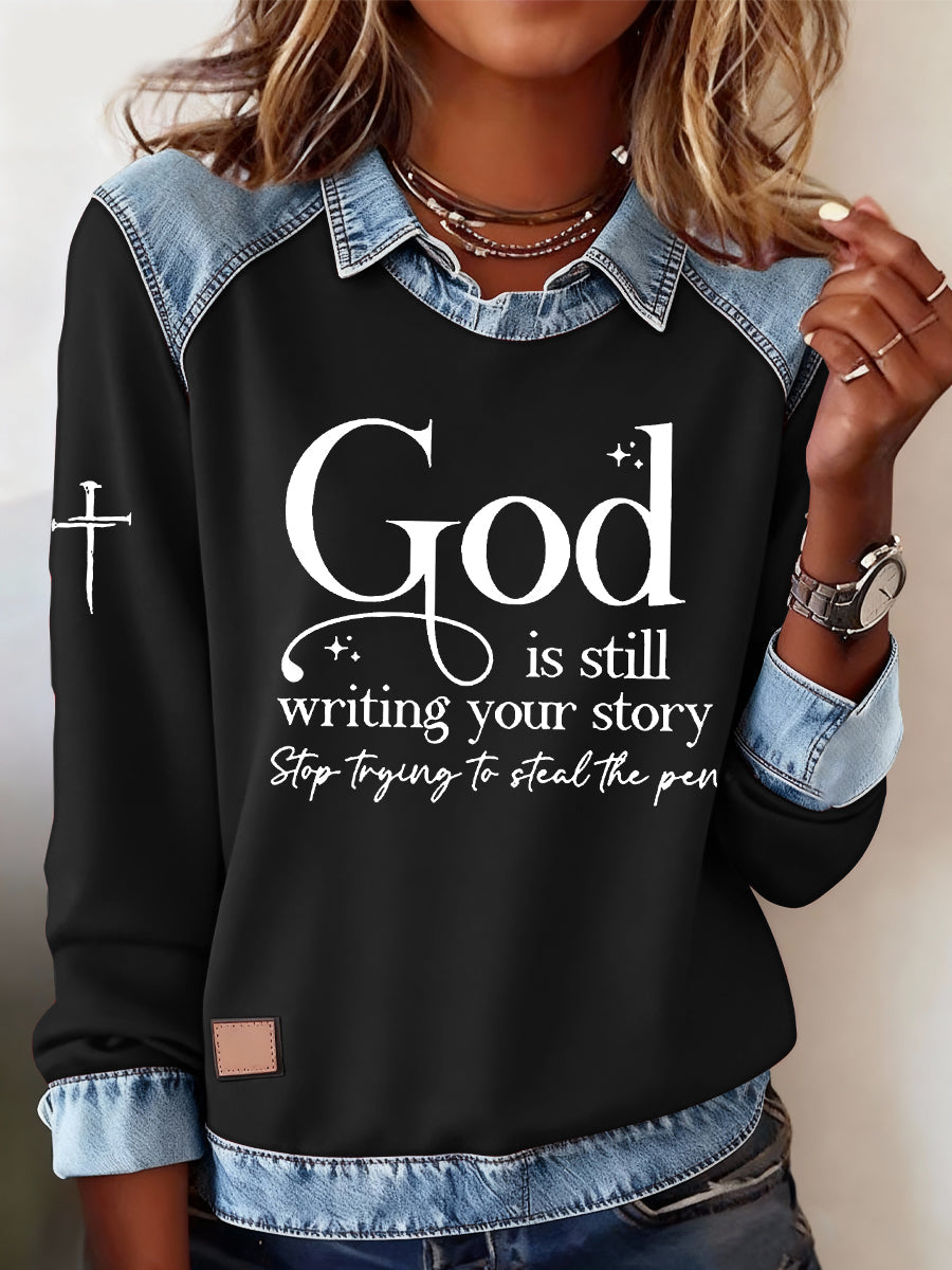 Women's God Is Still Writing Your Story Cross Sweatshirt